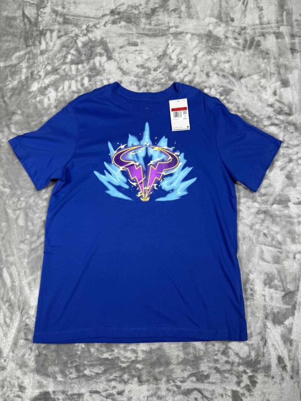 New Nike Dri-FIT Shirt Men's Large Blue Tennis Rafa Nadal Graphic Tee FV8436 480